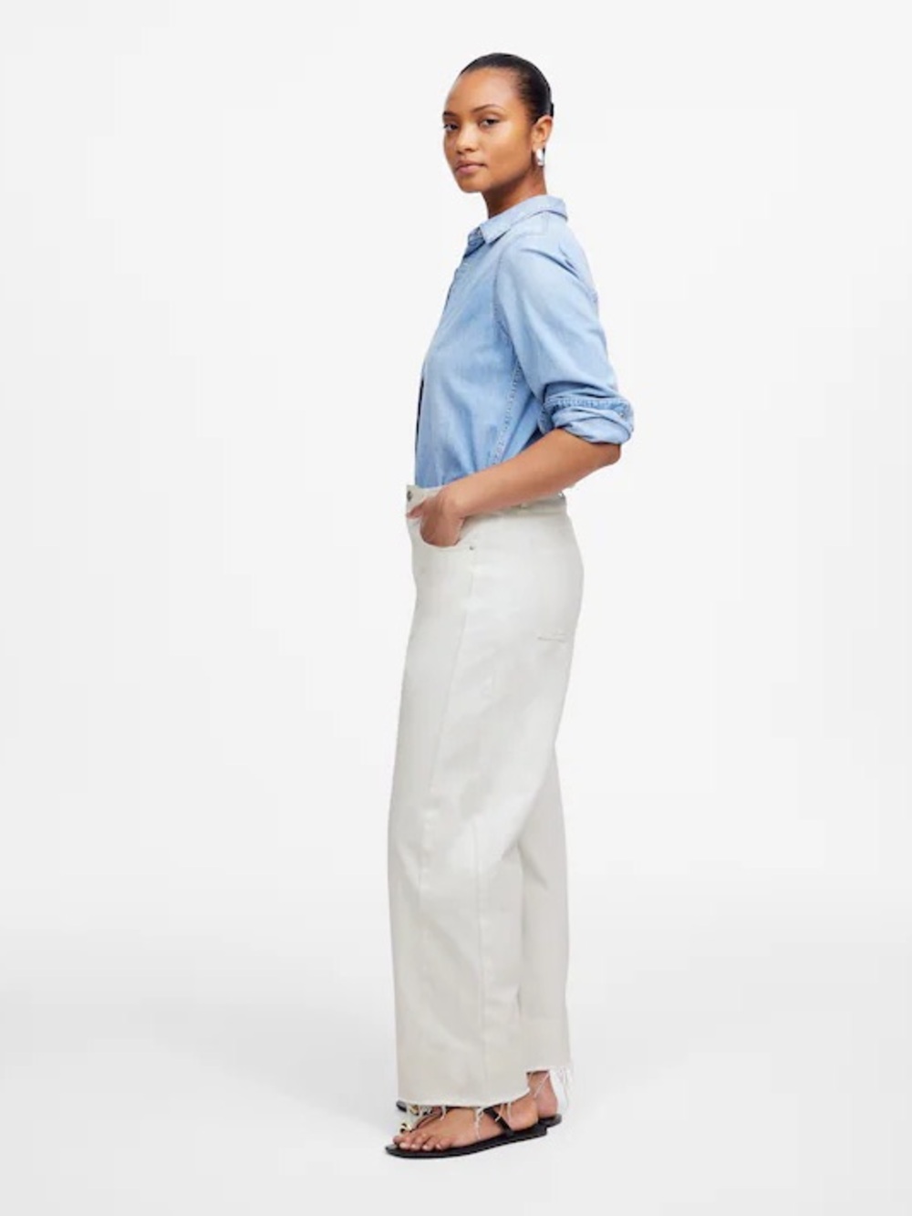 *NWT* Madewell Women’s Tile White The Curvy Pieced Barrel-Leg Jeans, Size 31 - Picture 3 of 16